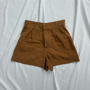 Zara Tan Elastic-Waist Shorts
